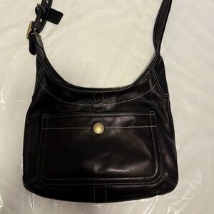 Coach Black Leather Hobo Crossbody Bag
